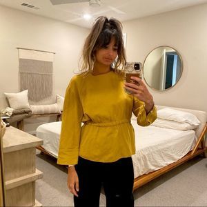 Zara Mustard Tie-Back Blouse